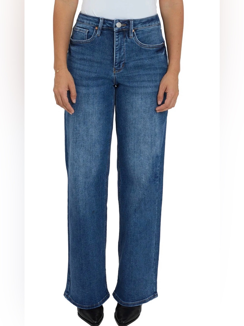 RFM TUMMY CONTROL HIGH RISE WIDE LEG JEANS viral size 15